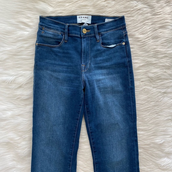 Frame Denim Straight Leg Step Hem High Rise Jeans - Picture 3 of 12